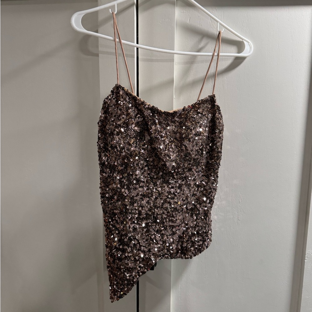 Cache size small never worn sequins brown top